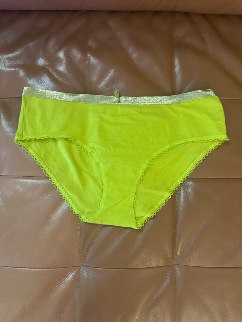 Victoria's Secret Neon Lime Panty with Gold Accent